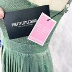 Pretty Little Thing Glitter Dress Womens US 4 Pleated Emerald Green Skater Glam Photo 5
