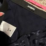 EXPRESS NWT  Midi Slip Skirt in Navy Blue Metallic- Size Medium Photo 6