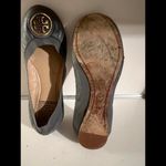 Tory Burch  Gray Leather Flats with Iconic Logo size 6M Photo 3