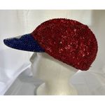Go Glittery Vintage Red White Blue USA Flag Patriotic Sequin Baseball Cap Hat Photo 2