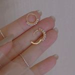 18K Gold Plated White Pearl Gold Hoop Earrings for Women Photo 0