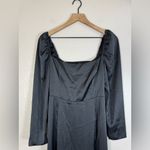 Wilfred Aritzia Bridgerton Satin Black long Sleeve Midi Dress size 8 $168 Photo 4