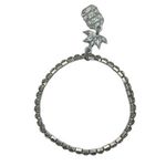 Boutique New NWT Silver-Tone Red Yellow Pineapple Rhinestone Beaded Stretch Bracelet Photo 3