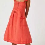 Pilcro Anthropologie  Dress Flutter Sleeve Midi Red Cotton Canvas Womens MP Photo 0
