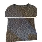 Sanctuary Scoop Neck Combo Sweater Knit Top w/Woven Back Charcoal Gray/Black Sz Photo 3