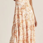 Abercrombie & Fitch A&F Tiered Floral Linen Blend Boho Tie Midi Dress Photo 0