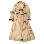 To The Max Long Champagne Gold Coat Jacket Black Trim Double Breasted size S Gold Photo 1