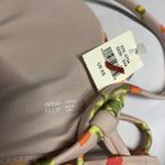 Aerie  Printed Ruched Bandeau Bikini Top Floral Beige Yellow Orange XS Photo 2