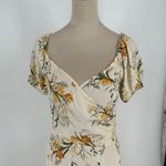 Reformation  Pearl Dress Aurora Floral Cream Ivory Orange Gold Puff Sleeve Midi 8 Photo 2