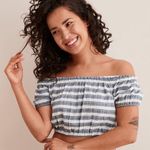 Aerie off the shoulder striped crop top Photo 0