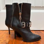 Karl Lagerfeld  Paris Mable Buckle Rhinestone Studded Leather Heel Bootie 6.5 Photo 4