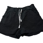 Zenana Outfitters Black Gauze Cotton Lounge Shorts Drawstring Elastic Waist L Photo 0