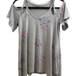 a.n.a . A New Approach Cold Shoulder Grey Floral Flowy Stretch Top EUC S or M Photo 0