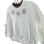 Morning Sun Top Stitch Y2K Sweatshirt Petite M Beaded Fall Leaves Granny Cottage White Size undefined Photo 1
