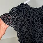 Loft Holiday Black Leopard Print Velvet Swing Dress Photo 3