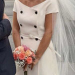 Christian Dior  Beige Breasted Cap Sleeves Off White Mini Dress Photo 0