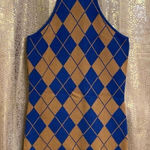 Urban Outfitters  Blue Tan High Neck Argyle Mini Sweater Dress, Small NWT Photo 0