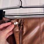 ZARA Faux Leather Straight Leg Pleated High Waist Pants Brown Women’s Size Small Photo 6