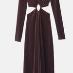 ALC Frank A.L.C Maeve Women's Draped Velvet‎ Dress With Cut Out Details in Brown Java 12 Photo 0