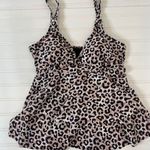 Nicole Miller Animal Print Tiered Padded Tankini & Black Bikini Bottom Size M Photo 1