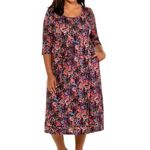 Ulla Popken Raining Empire Waist Cotton Pocket‎ Jersey Dress sz 12 NWT $70 Black Photo 3