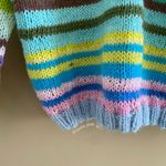 hand knit striped funky fun multi colored oversized sweater Blue Size M Photo 10