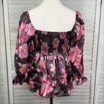 THIRTY THIRTY LA Cropped Floral Babydoll Blouse with Sheer Puff Sleeves Photo 1