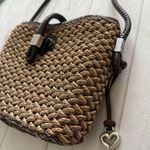 Brighton Vintage Woven Jute Twine Braid Strap Shoulder Bag Tan Brown Straw Bag Photo 2