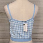 Cider Cropped Gingham Check Tank Top with Heart Buttons Blue/White-XL Photo 1