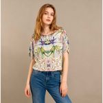 Johnny Was NWOT  Multicolor Floral Top Short Sleeves Tunic Shirt Blouse Sz S Photo 1