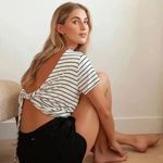 Lulus Boca Black & Ivory Striped Twisted Back Tee, XS Photo 3