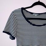 Charlotte Russe Navy Blue & White Striped Ribbed Top Photo 2