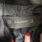 ZARA  Basic XS Coat Wool Blend Scrunched Funnel Neck Black Single Breasted Heavy Photo 3