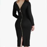 Women’s BodyCon Black Zipper Long Sleeve Party Club Dress Size L NEW Size L Photo 6