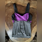 Lululemon Women’s  Run: Back On Track Tank Top Black Tender Violet Grey 8 EUC Photo 1