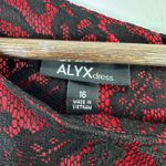 ALYX Womens Dress 16 Red Black Lace Overlay Sheath Cocktail Formal Wedding Guest Photo 1