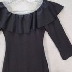 ZARA  Black Ruffle Off The Shoulder Dress Size M Medium Stretchy Knit Bodycon Photo 2