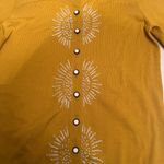 Anthropologie  HWR Monogram French Knot‎ Sunburst Mustard Yellow Cardigan Medium Photo 2
