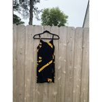 Willy Black Bamboo Shift Dress Small Black Yellow‎ Summer Beach Sundress Spring Photo 5