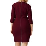 Toccin Designer Sheath Dress‎ Full Back Zip Deep Red Stretch Size 4 Photo 4