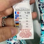 Saint James Atelier Women's Teal & Navy Leaves Jersey Knit Dress Size 6 Photo 6