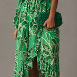 Farm Rio Anthropologie Printed One-Shoulder Ruffle Dress green - XS Petite $260 Photo 0