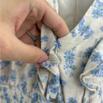 Storia  boho short sleeve floral beige ruffle smocked preppy midi dress sz medium Photo 10