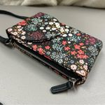 Floral Crossbody Bag Purse Zipper Closure Snap Button Black Phone Holder NEW Photo 1