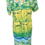 Jams World Yellow Green Daisy Print Rayon Maxi Dress L Photo 0