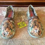 TIGERBEAR REPUBLIK Leopard Cash Design Mix Media Slip Ons $35 NWT 6 Green Photo 2