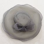 Vintage GIOVANNIO NY “Truly” Gray Wide Brim Dress Hat Derby Fascinator Hat Photo 8