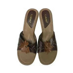 Fioni  90's Y2K Vintage, Brown Leather Floral Open Toe Heel 8.5 Photo 4