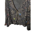 Chico's Womens Embellished Cardigan Size 1 Brown Gold Sequin Silk Paisley Chic Photo 2