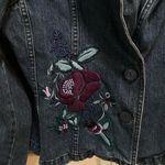 Christopher & Banks Embroidered‎ Jean Jacket. Button up, collar, Large Blue Photo 2